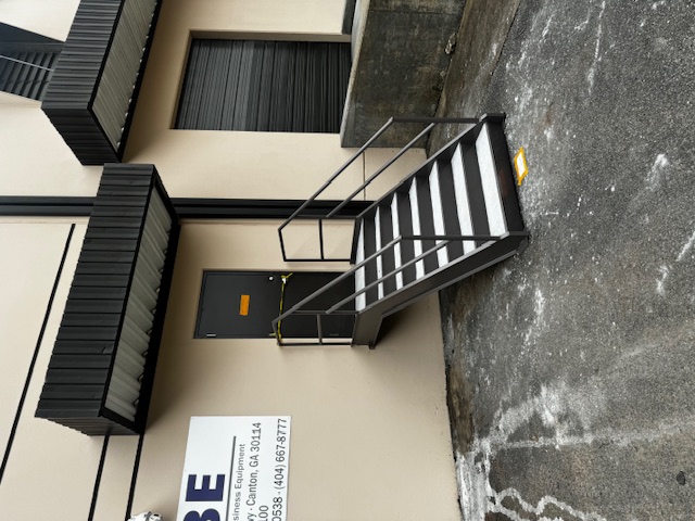New steel stair installation